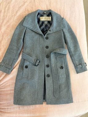 Burberry London Women's Gray Wool Coat Size US 2